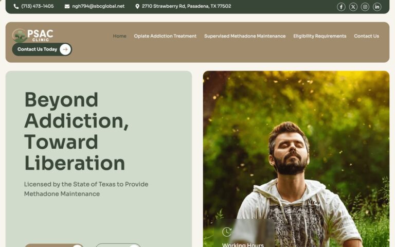 Pasadena Clinic website homepage on desktop, designed by Blue IT Technologies