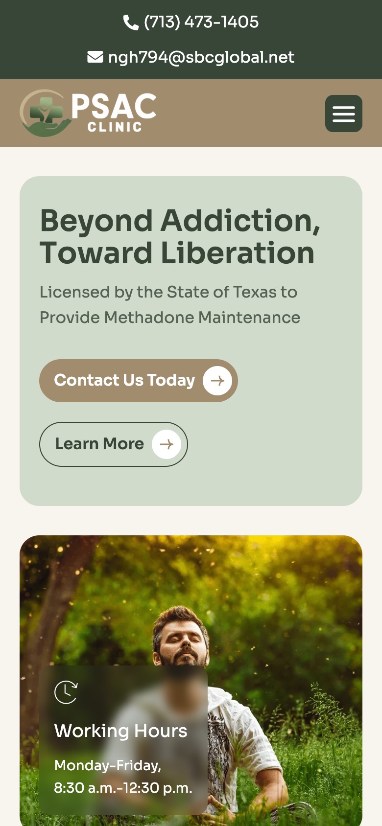 Pasadena Clinic website on mobile, designed by Blue IT Technologies