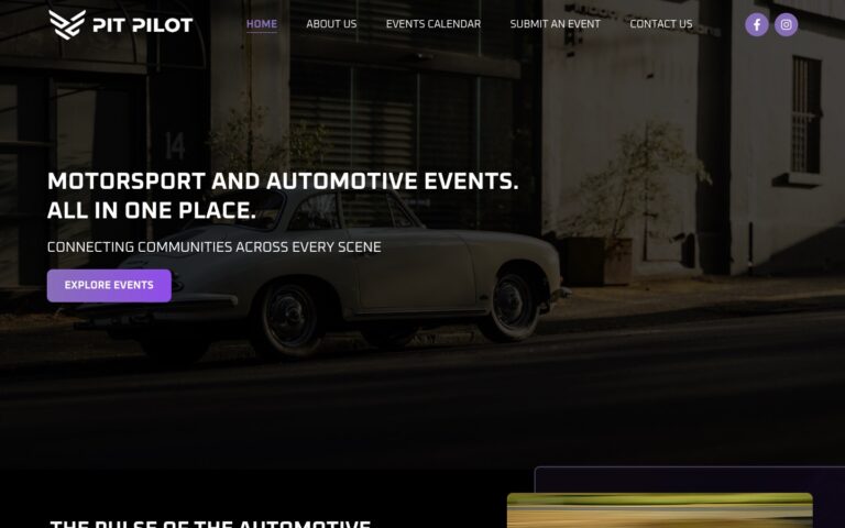 Pit Pilot website homepage on desktop, designed by Blue IT Technologies